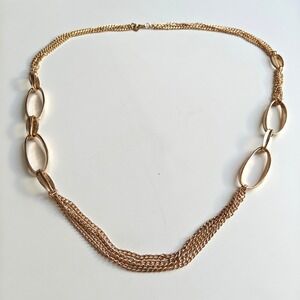 Charming Charlie Gold Tone Multi Strand Oval Link Statement Necklace 34 Inch